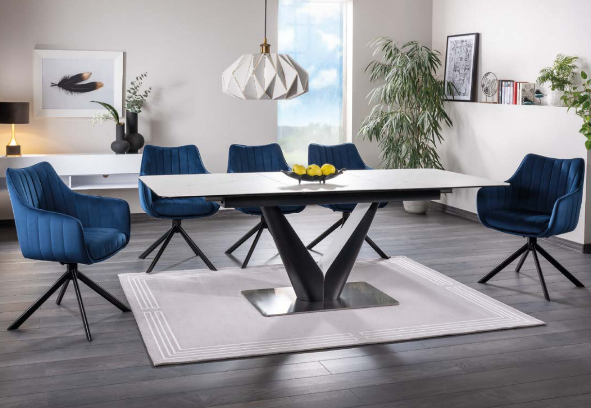 Stalas CANYON CERAMIC + Kėdės AZALIA VELVET