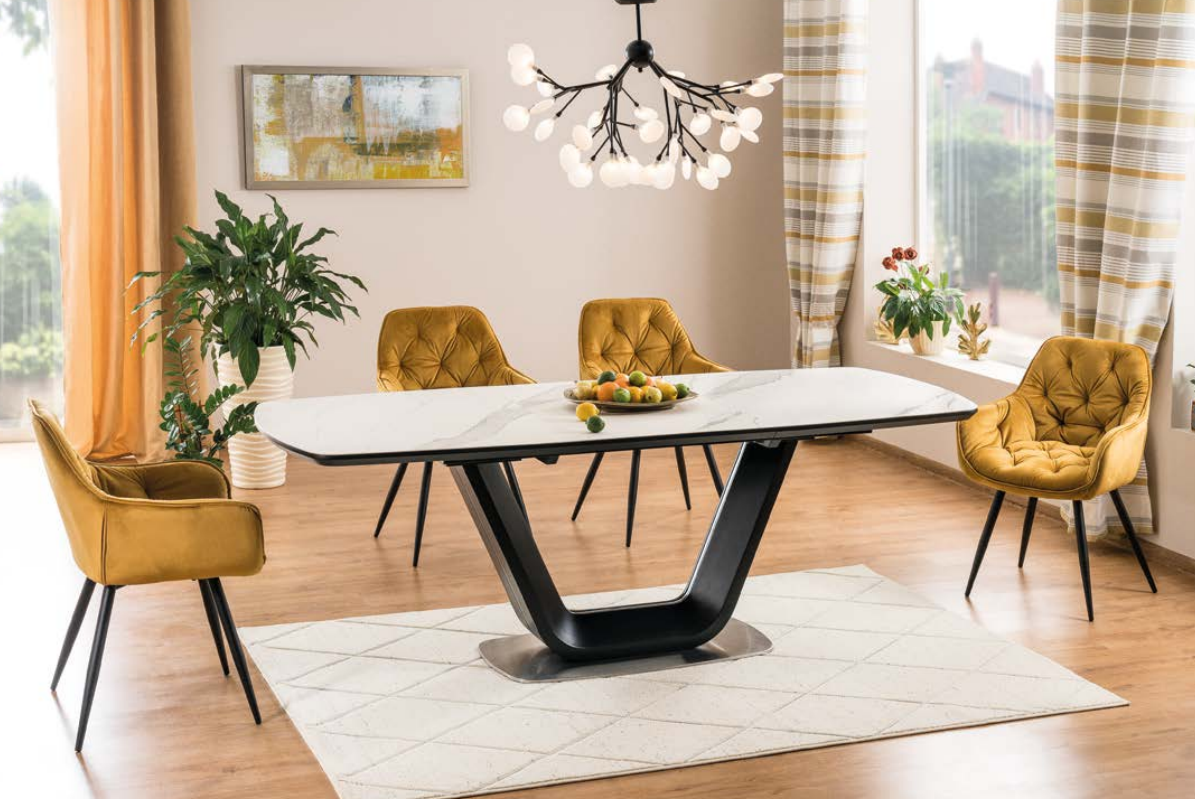 Stalas ARMANI CERAMIC + Kėdės CHERRY VELVET