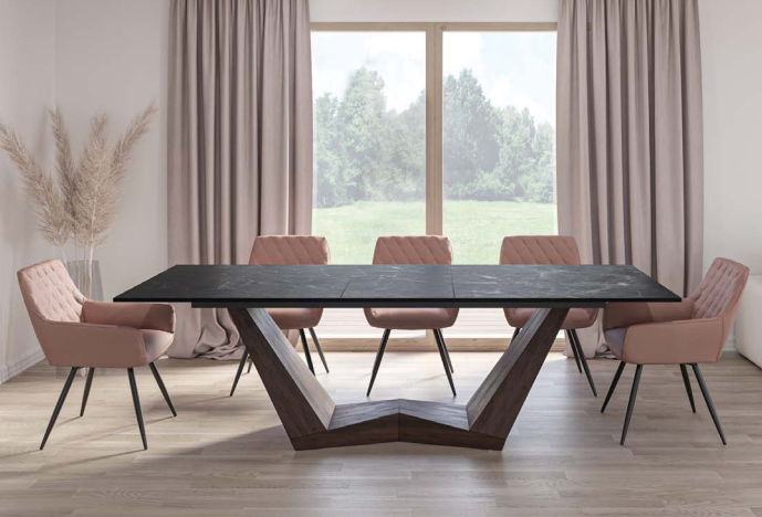 Stalas BONUCCI CERAMIC + Kėdės LINEA VELVET