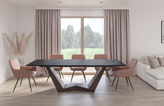 Stalas BONUCCI CERAMIC + Kėdės LINEA VELVET