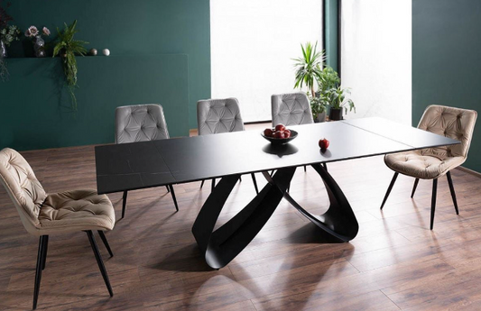 Stalas SAMANTA CERAMIC + Kėdės CHERRY II VELVET