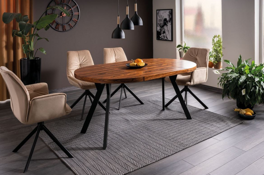 Stalas MEDAN PALISANDER + Kėdės BOOGIE II VELVET